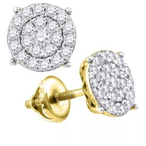 10kt Diamond Concentric Circle Earrings 1/4 Cttw